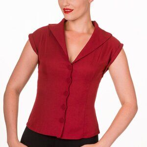 NWT Small Burgundy Retro Rockabilly Dancing Days Vintage Inspired Top Modcloth